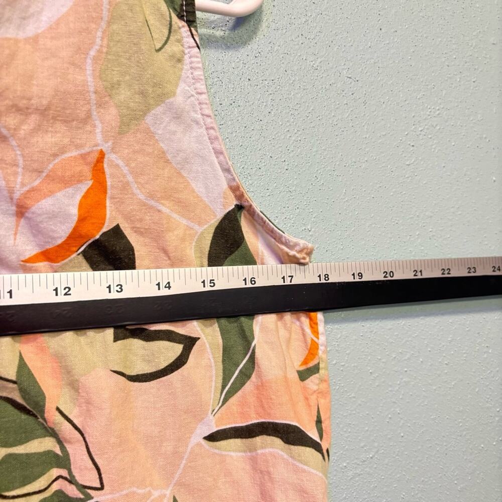 Nicole Miller Linen Blend Tropical Leaf Sleeveless Top Size Small - Picture 6 of 7